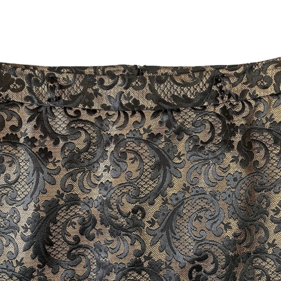 Worthington Pencil Skirt Black and Bronze / Gold Jacquard Damask? Size 18 #1082 - Picture 2 of 5